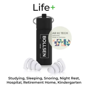 Life+ Earplugs with AR KI Tech Measuring for Sleeping, Studying, Sleeping, Snoring, Night Rest, Hospital, Retirement Home, Kindergarten